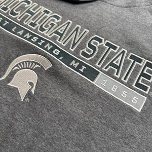 Michigan State Spartans Hoodie Men’s XL Gray Fleece Spellout Logo MSU New